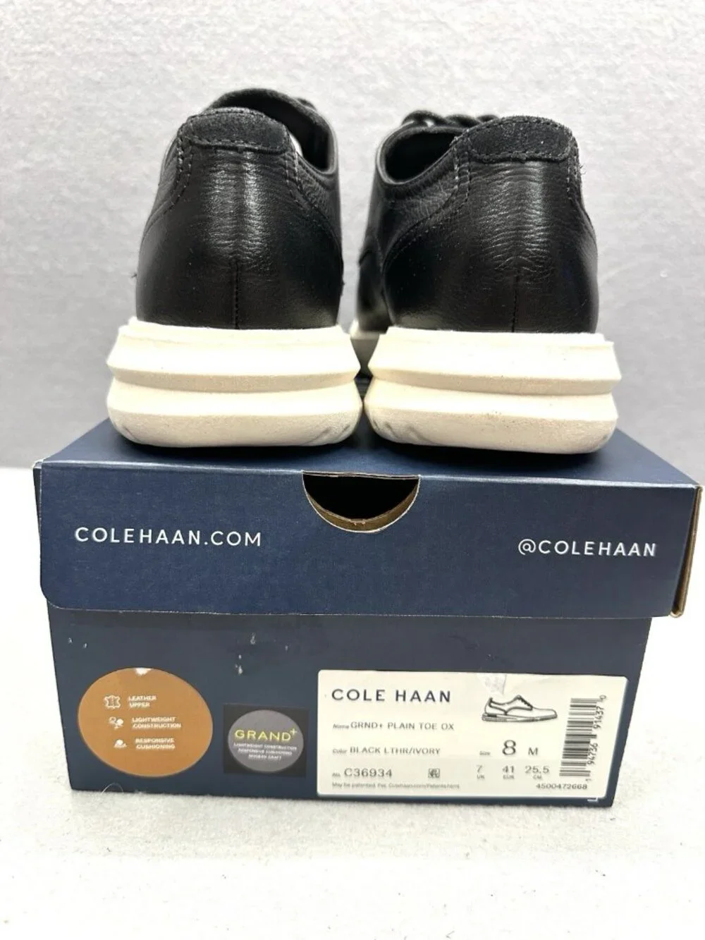 Cole Haan Grand+ Shoes Mens Size 8 M Leather Plain Toe Oxford C36934 NIB